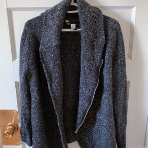 Cowl Nexk Asymmetrical Zip Cardigan